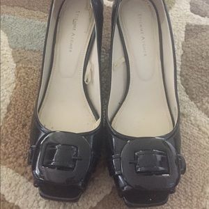 Black patent leather heels